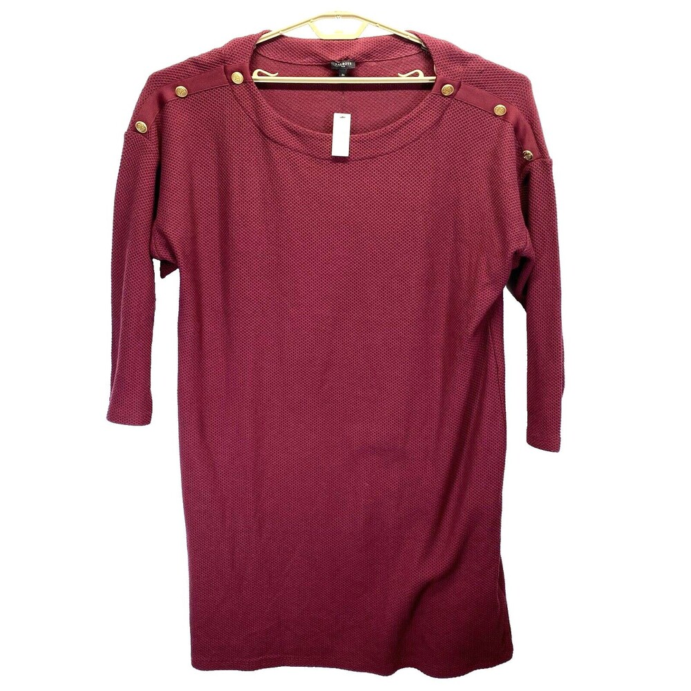 Talbots Dress Womens Plus 3X Maroon Stretch Knit Long Sleeve A-Line NWT